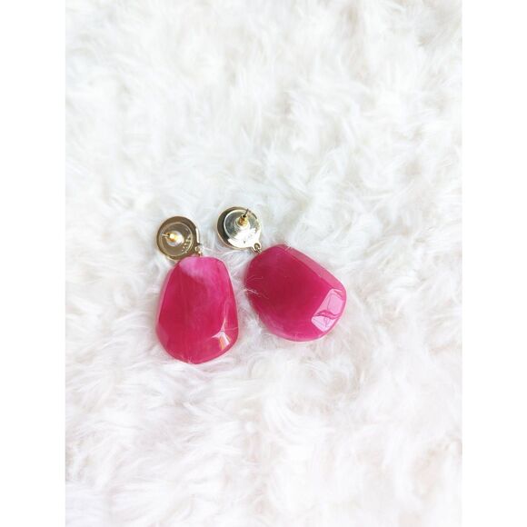 🎀 J. CREW Pink Stone Drop Statement Earrings - Picture 3 of 4